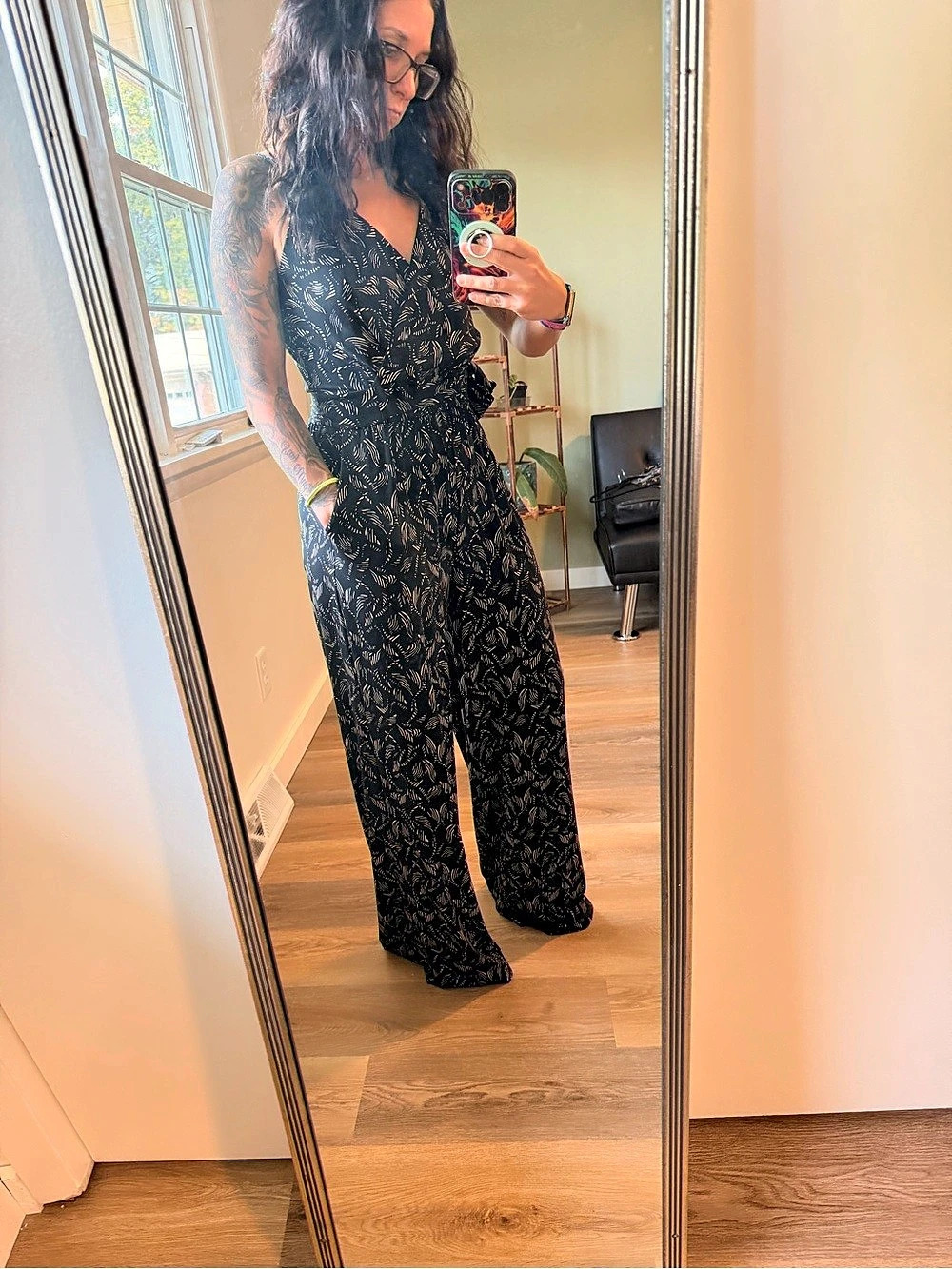 Kolektion Abstract Print Wide Leg Jumpsuit Size Medium